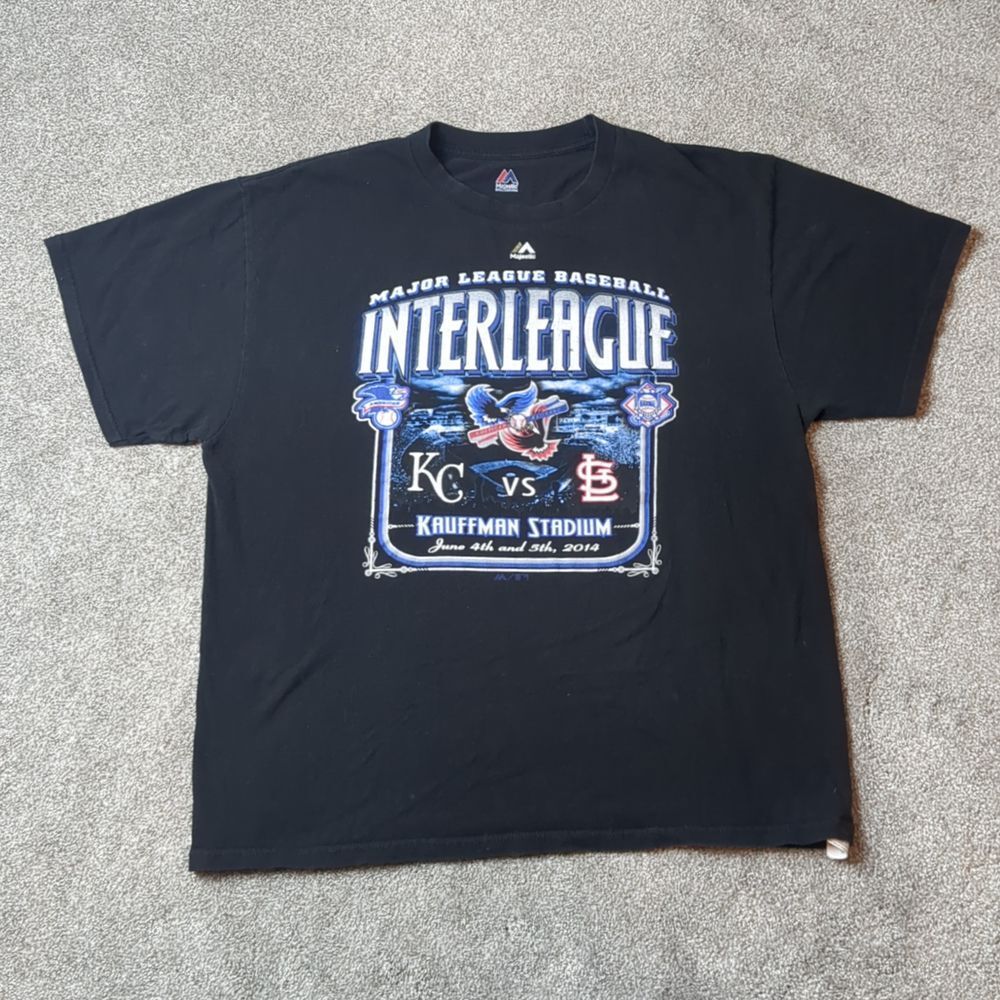Majestic MLB Kansas City‎ VS St Louis Interleague Men's T-Shirt Size XL